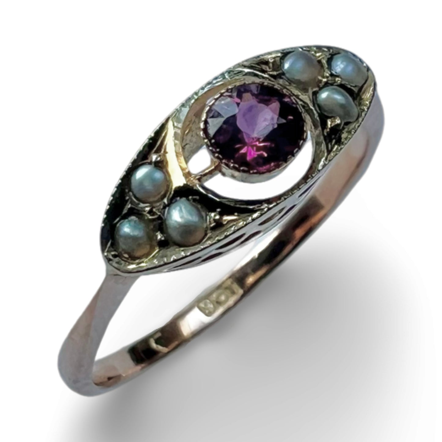 C1900 Ruby & Pearl Ring.