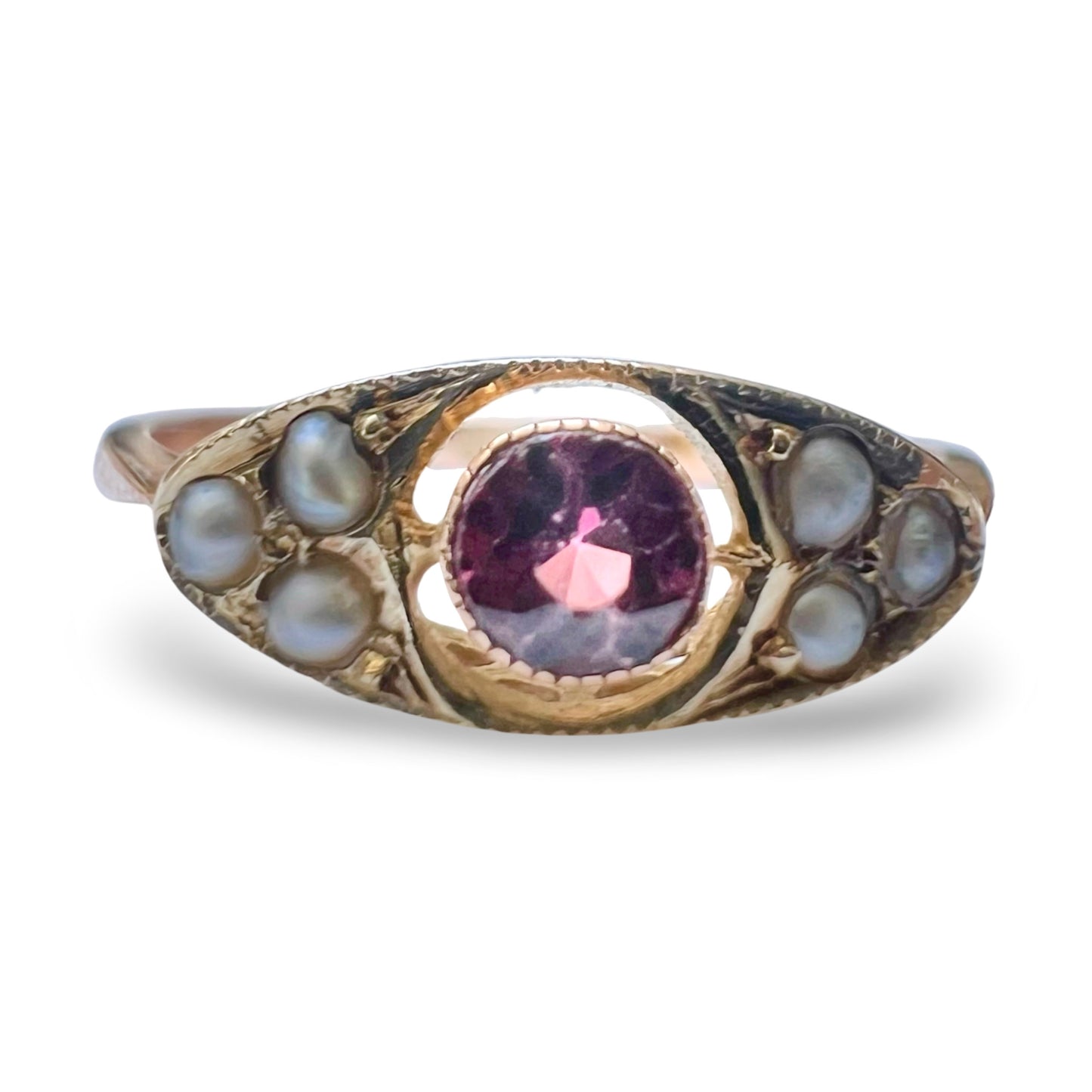 C1900 Ruby & Pearl Ring.