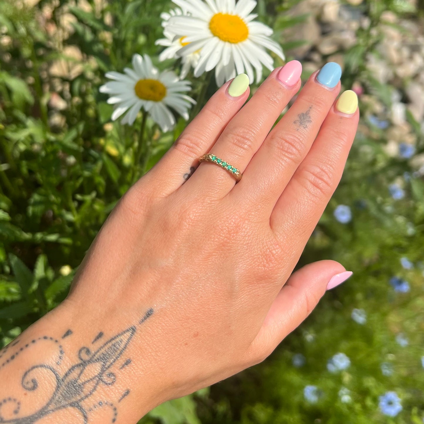 Organic Emerald Pentagem Ring