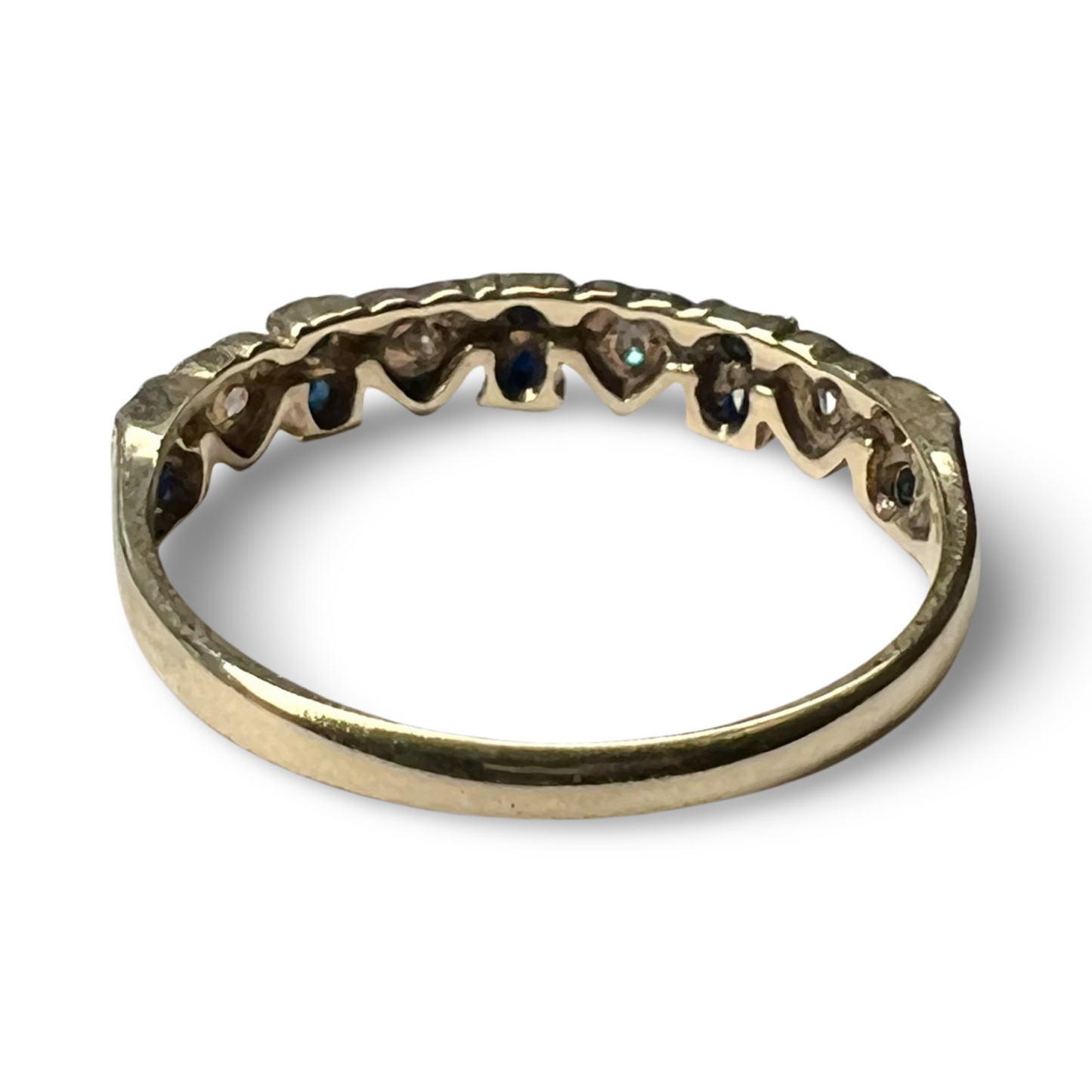 Vintage diamond & sapphire heart ring in 9ct gold