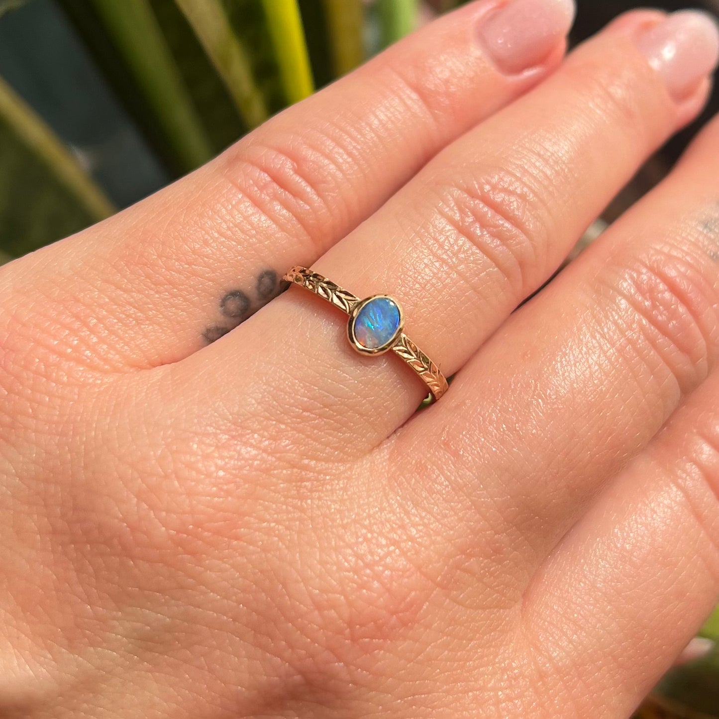 Opal Laurel ring