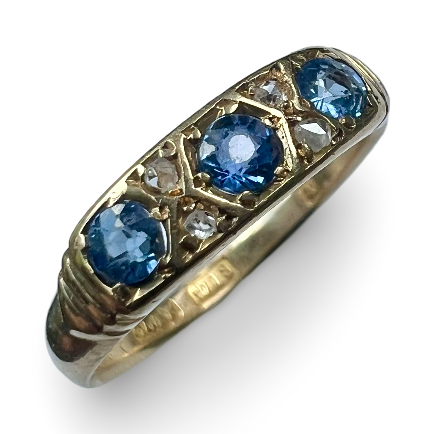 c1890’s Victorian 18ct Sapphire & Diamond London Bridge Ring