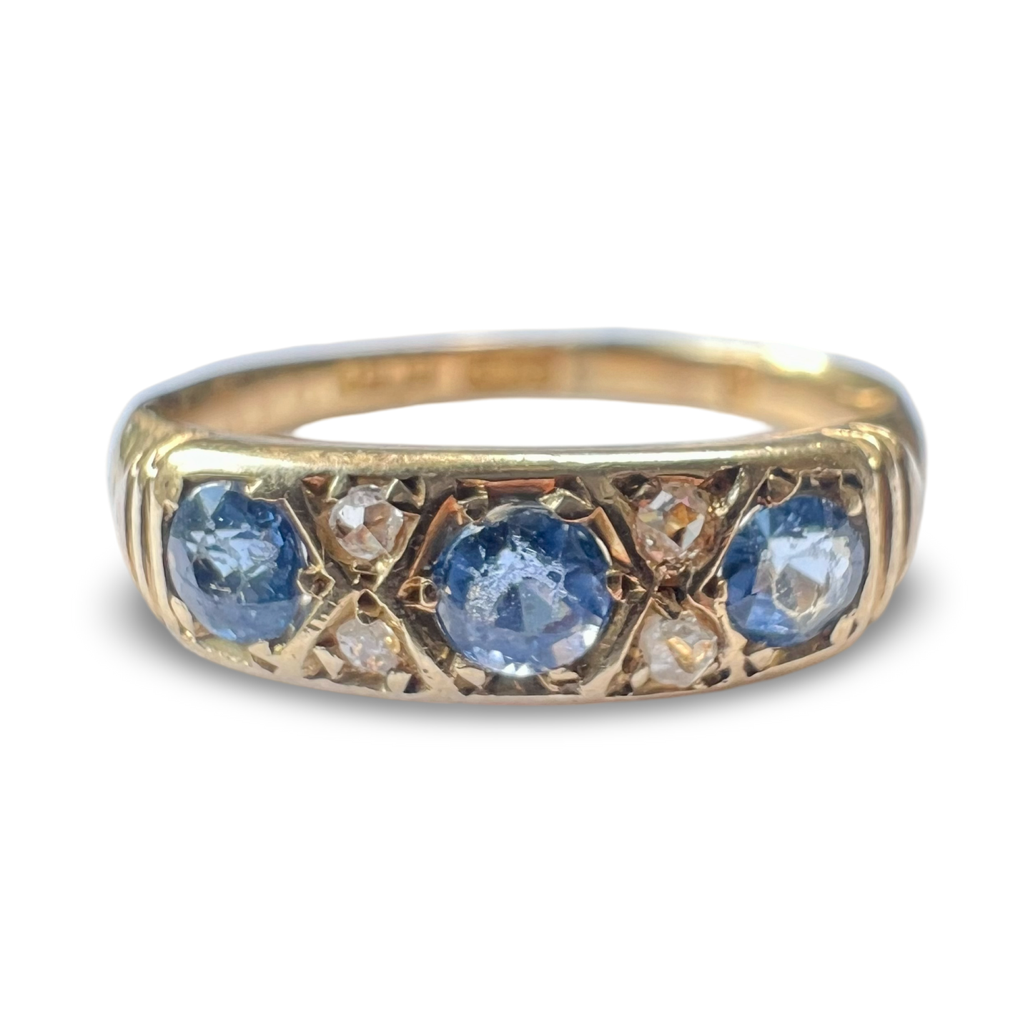 c1890’s Victorian 18ct Sapphire & Diamond London Bridge Ring