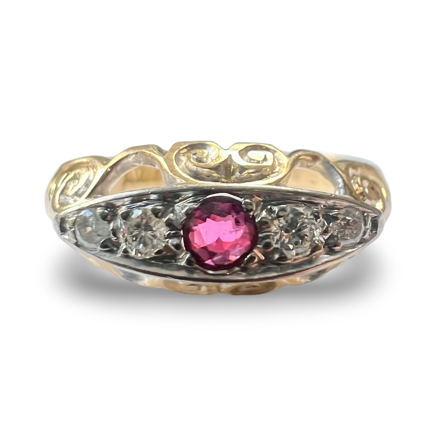 C1912 18ct Ruby & Diamond Ring