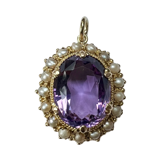 Victorian Amethyst & Pearl Cluster Pendant