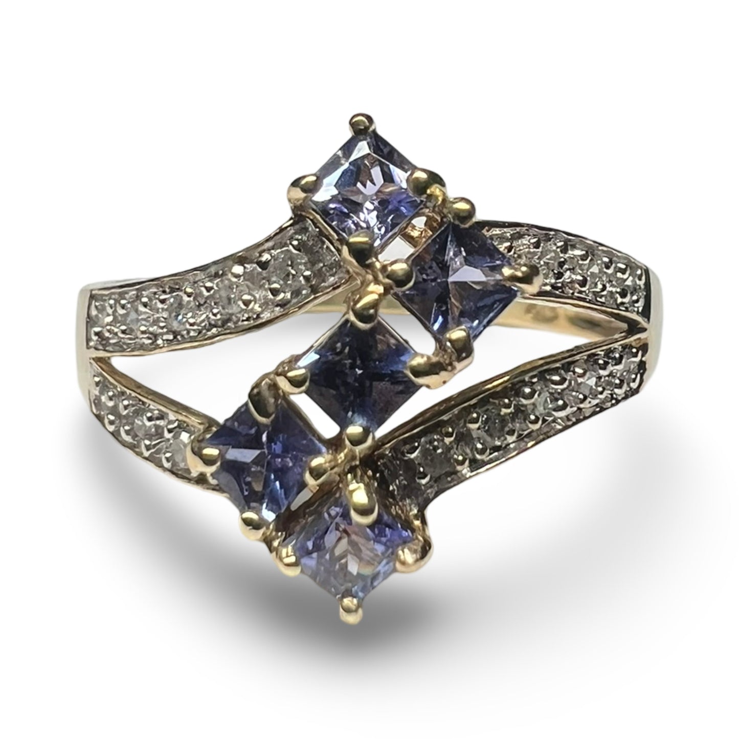 Vintage 9ct Gold Tanzanite & Diamond Cluster Ring