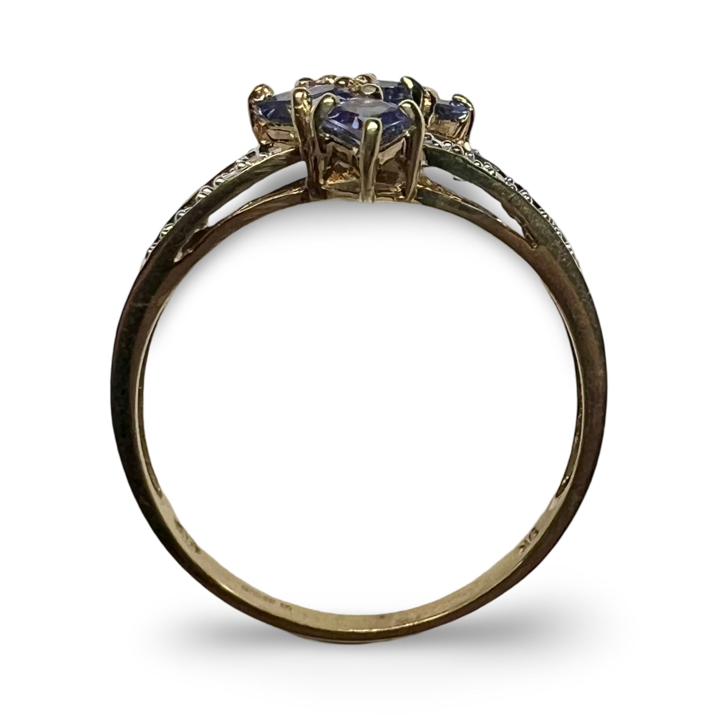 Vintage 9ct Gold Tanzanite & Diamond Cluster Ring