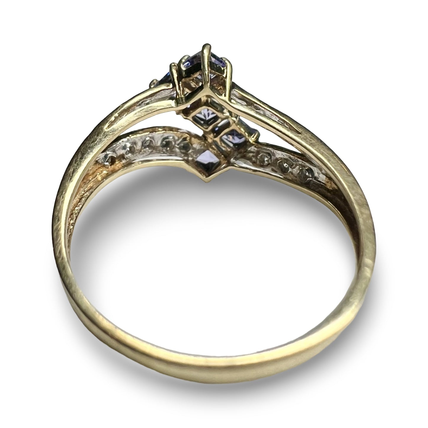 Vintage 9ct Gold Tanzanite & Diamond Cluster Ring