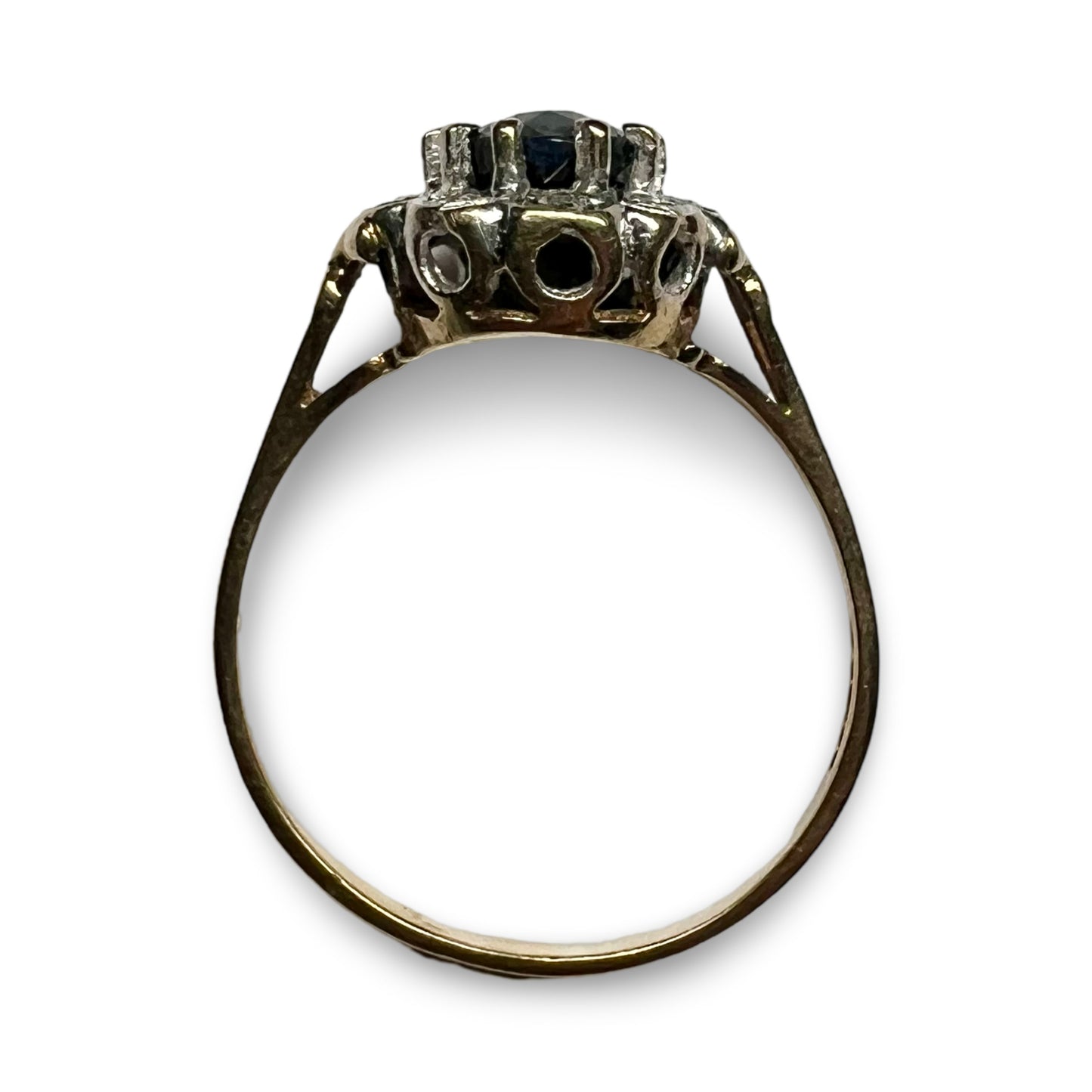 Vintage 9ct Gold Sapphire and Diamond Cluster Ring