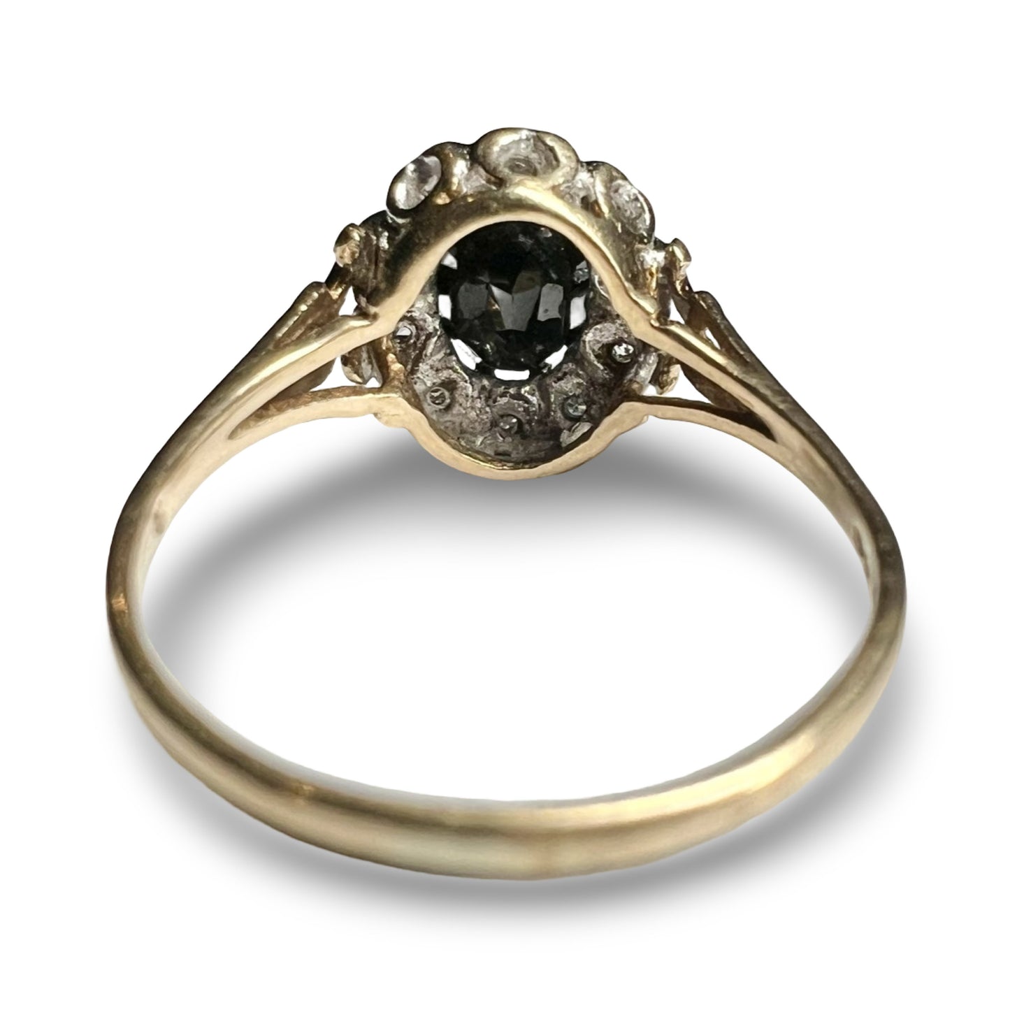 Vintage 9ct Gold Sapphire and Diamond Cluster Ring