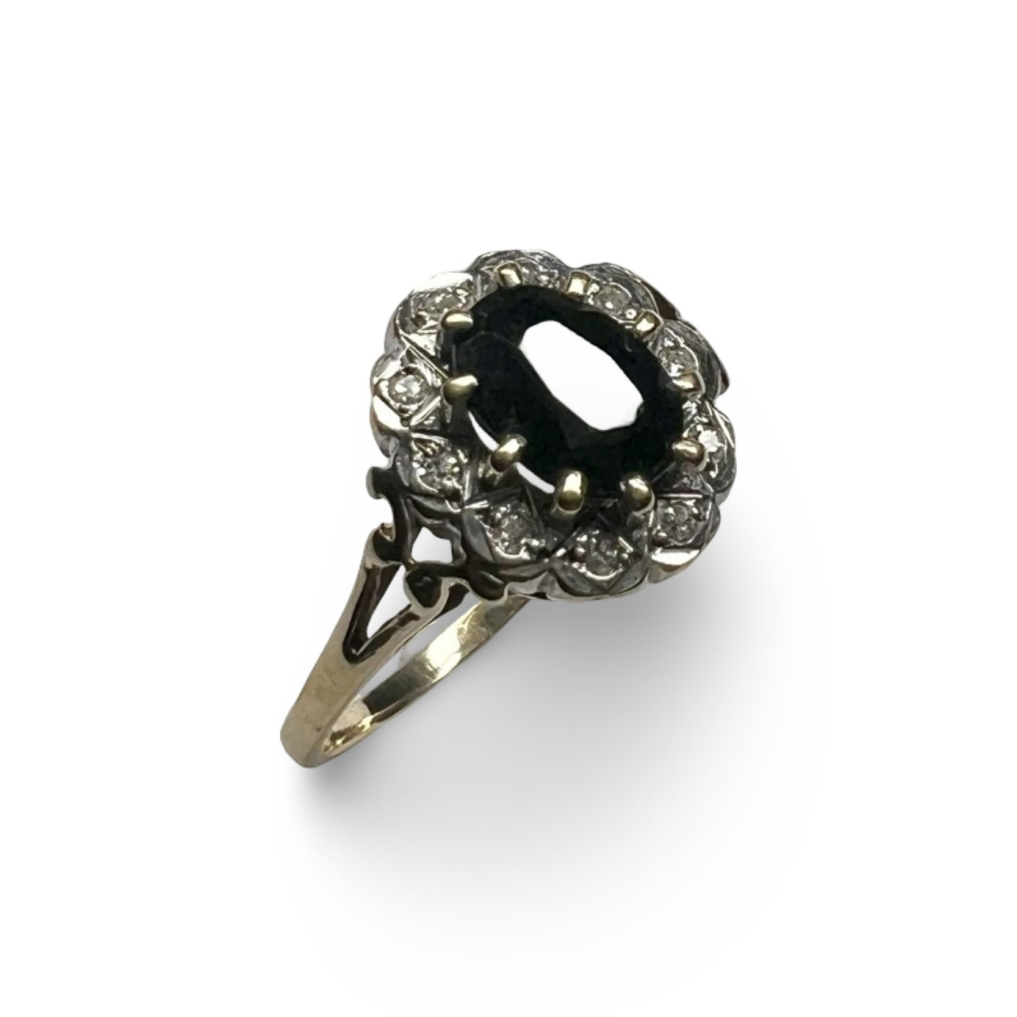 Vintage 9ct Gold Sapphire and Diamond Cluster Ring