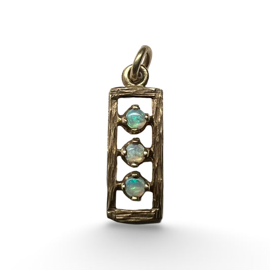 Vintage 9ct Gold Triple Opal Pendant