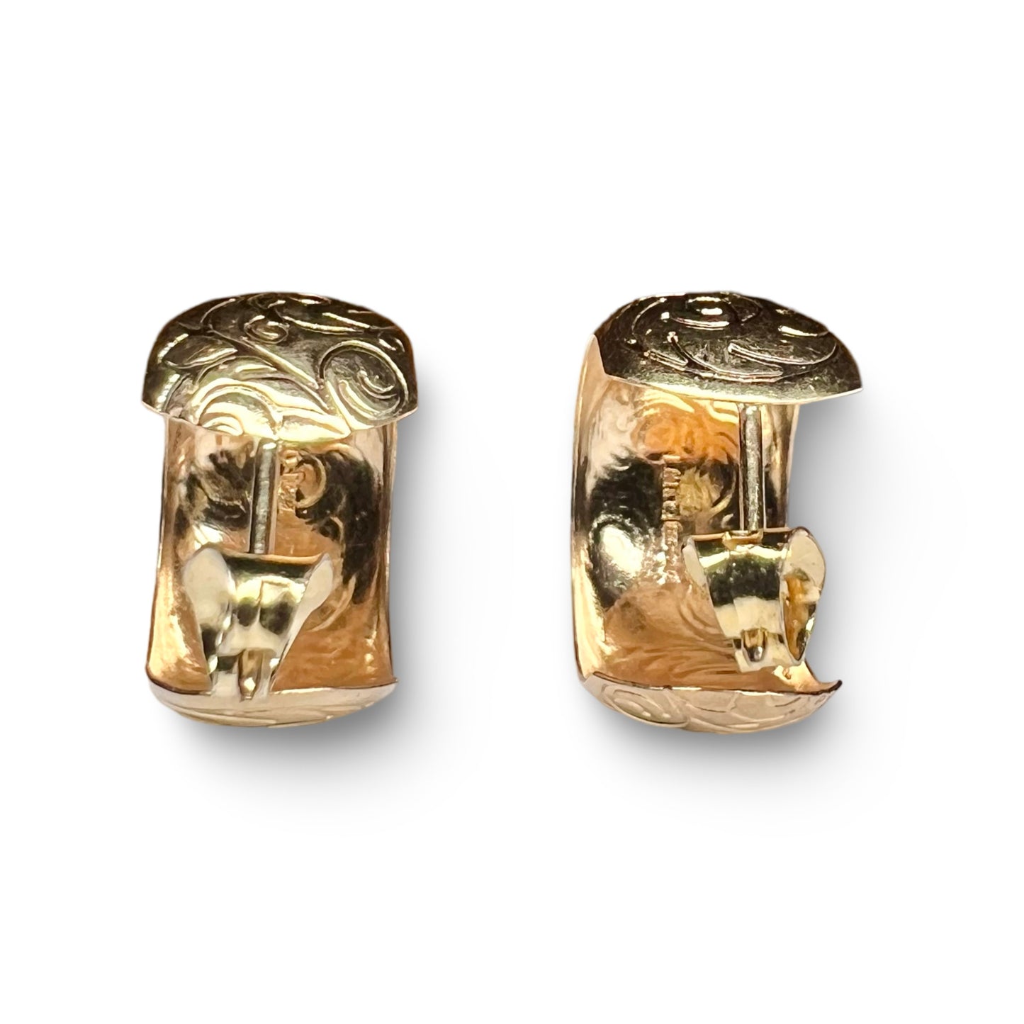 Vintage 9ct Gold Engraved Hoop Earrings