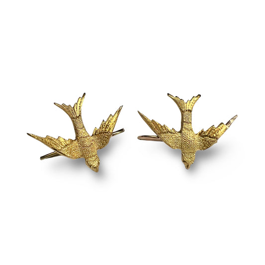 Victorian 14ct Gold Swallow Earrings