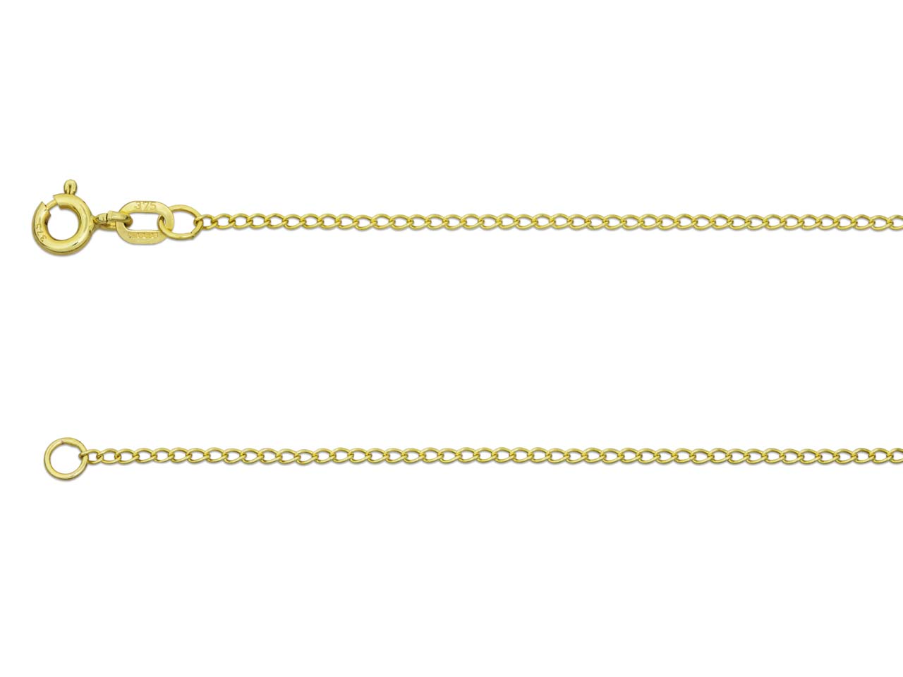 1.5mm 9ct Yellow Gold Curb Chain